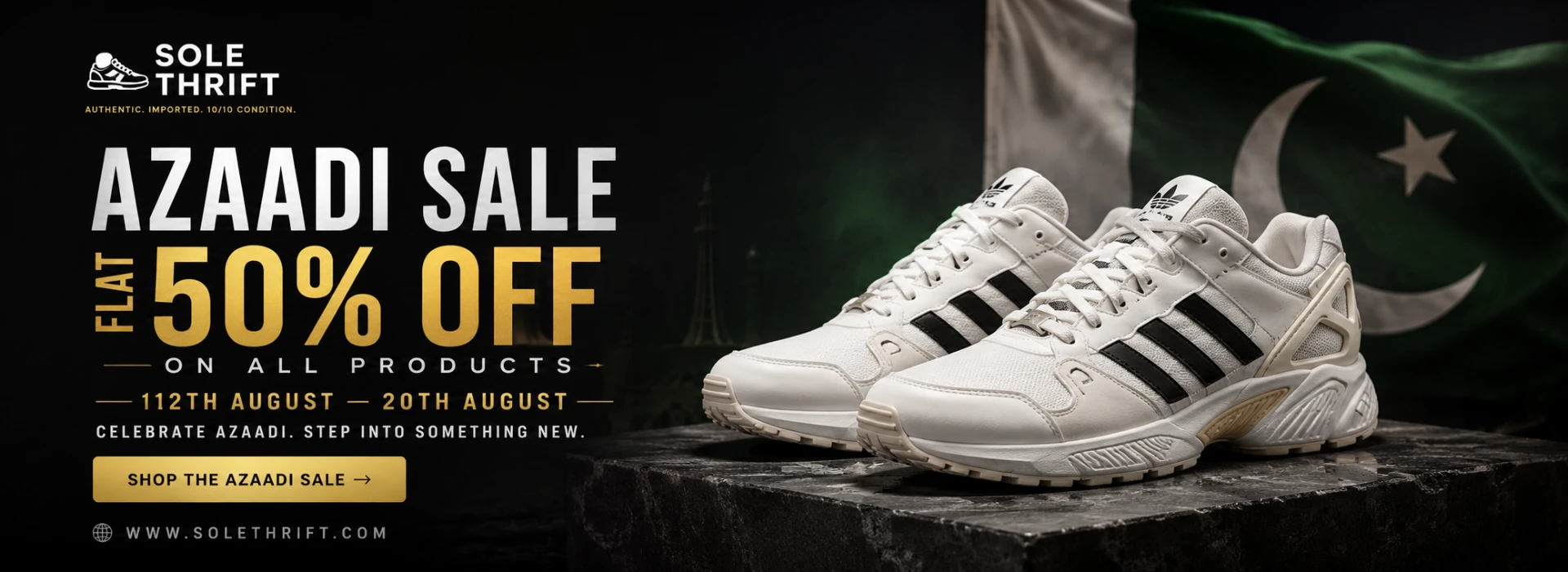 Azaadi Sale — flat 50% off on all products, 12th to 20th August